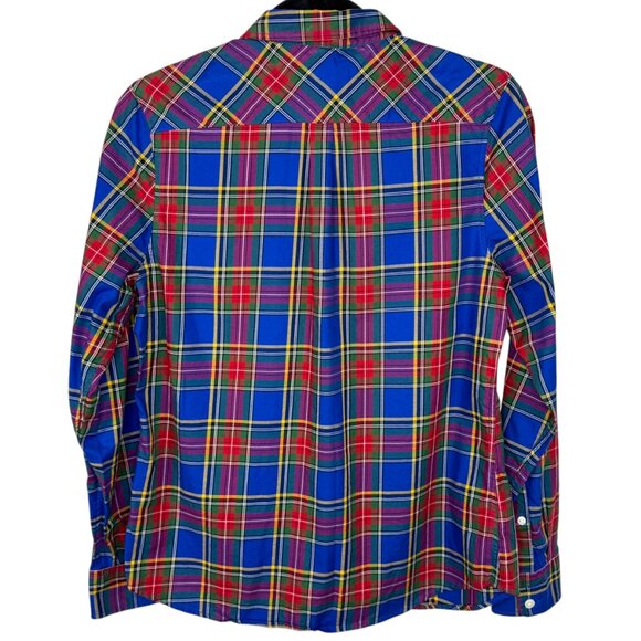 Untuckit for her Sadie blue with red & green plaid button down shirt Size 8 - Picture 2 of 11